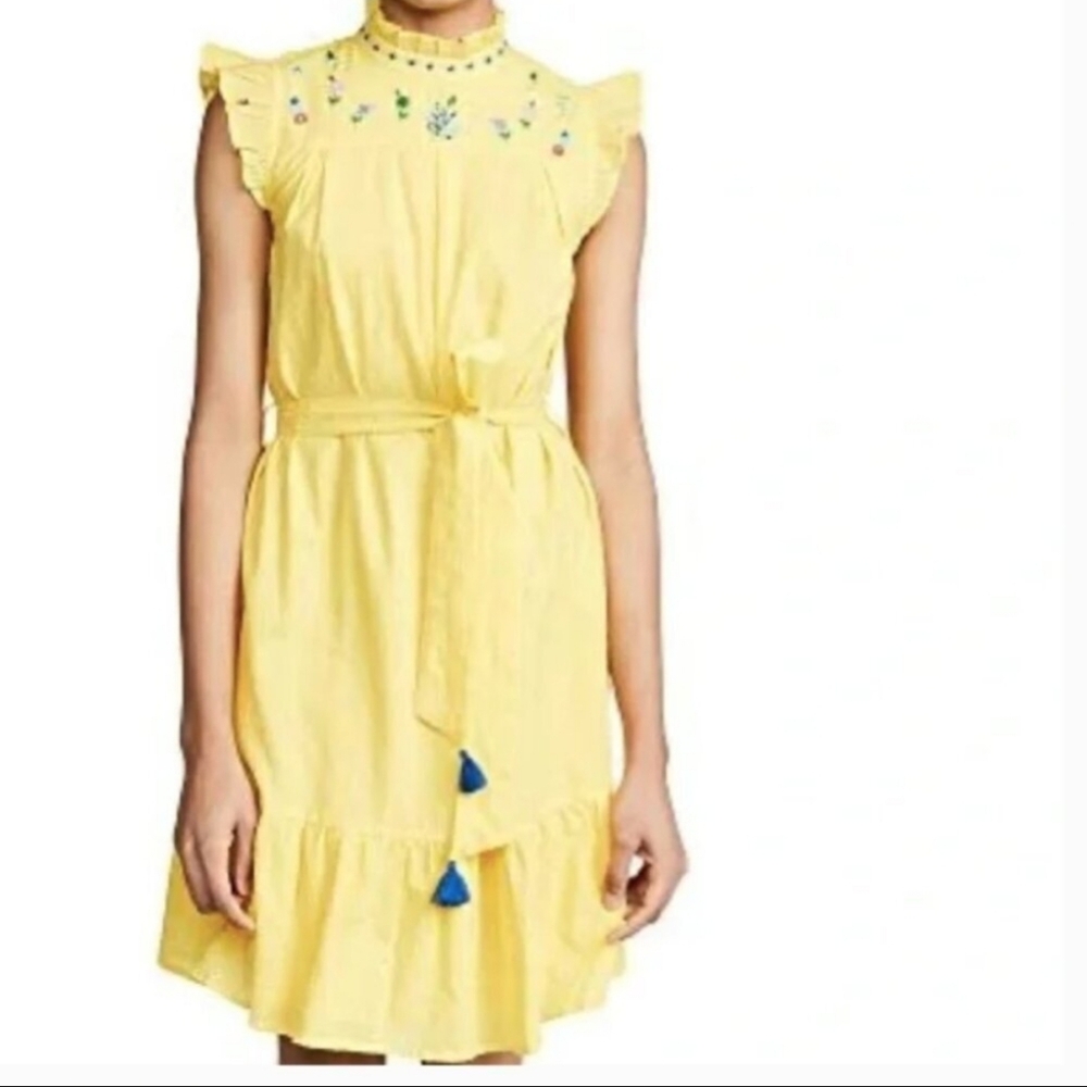 Banjanan for Anthropologie Embroidered Ruffle Sundress - Yellow - Small Pockets!